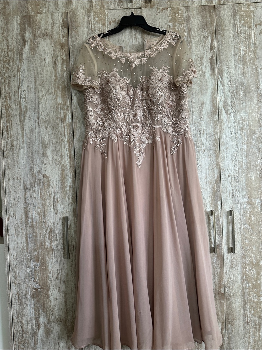 Xscape Blush Lace AppliquΓ© Tulle Formal Dress